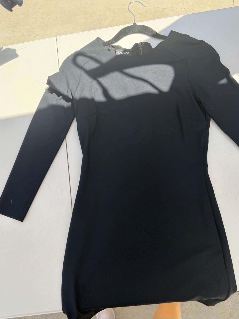 bebe Black Long Sleeve Sheath Dress
